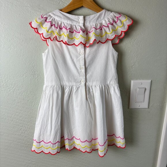 Janie and Jack Girls Dress White Embroidered Ruffle Scalloped Trim Size 4 - Picture 3 of 7